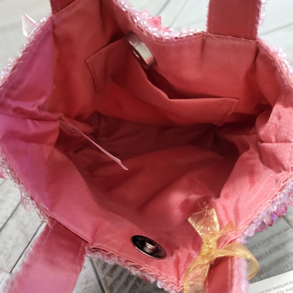 Handcrafted Beaded Bag Made in India Viral TikTok Purse Pink Floral Boho Fringe - Picture 7 of 12